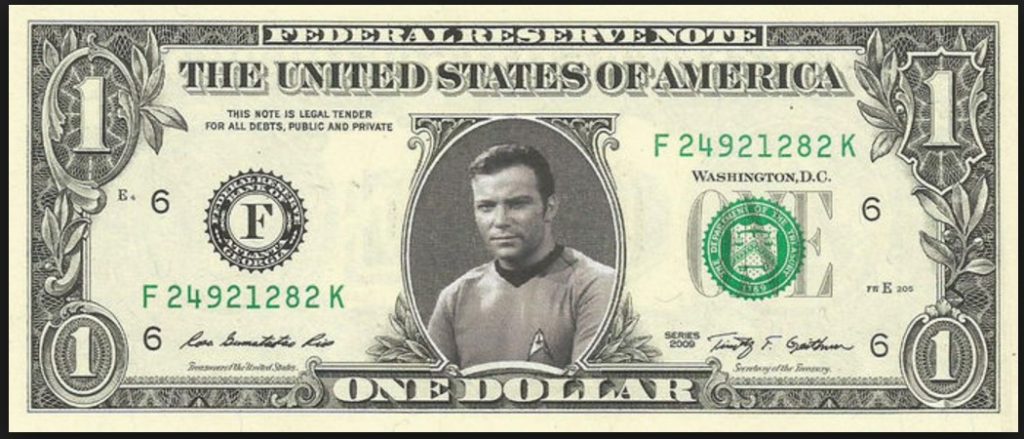 Captain Kirk - 1 dollar bill shatner
