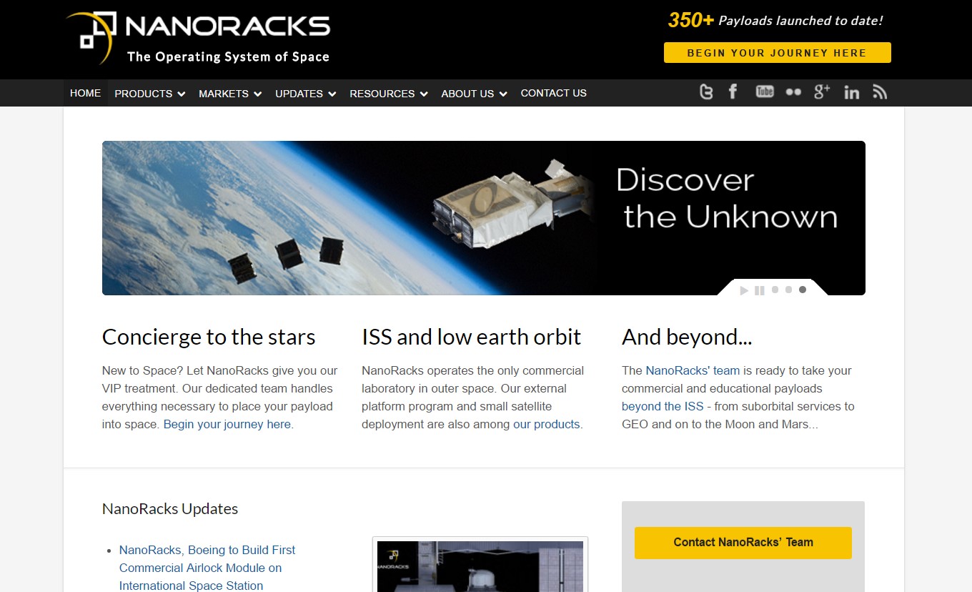 Nanoracks space website design