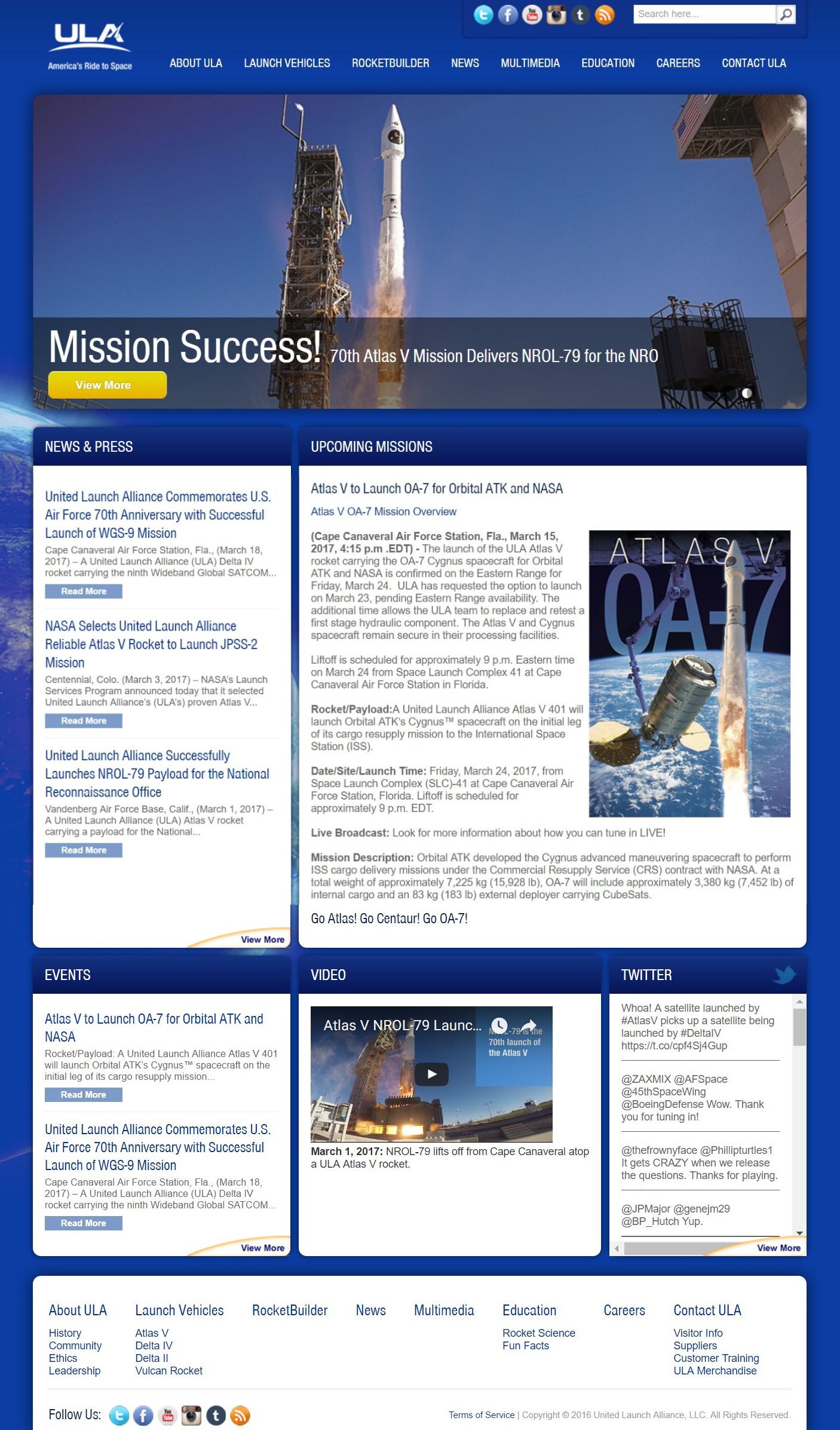 United Launch Alliance website design