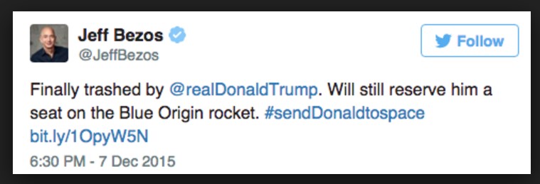 Trumps Tweet to Blue Origin