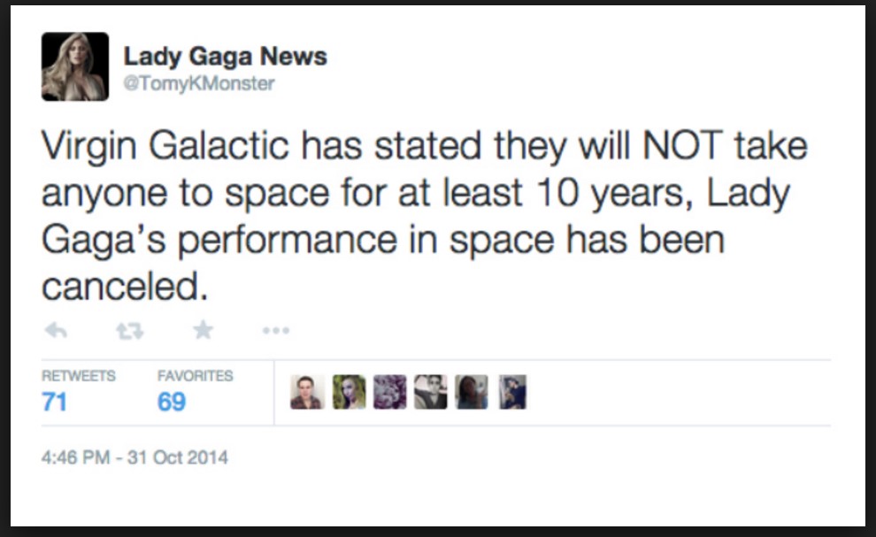 Lady Gaga in Space Tweet