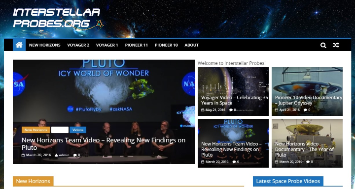 interstellar probes space website design