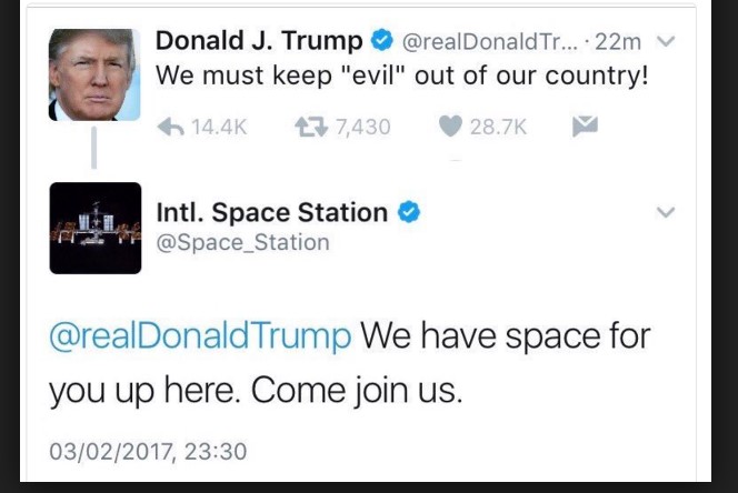 International Space Station Trump Tweet