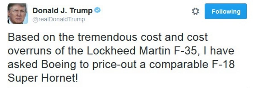 Lockheed Martin trumped on twitter