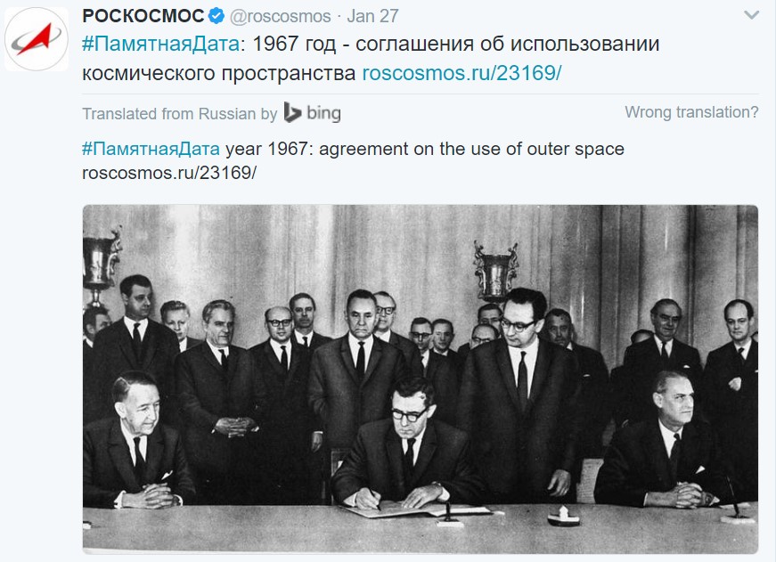 Russian Space Agency tweet