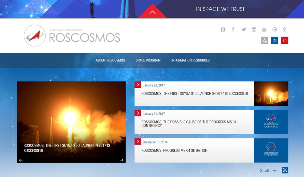 Roscosmos Russian Space Agency Website