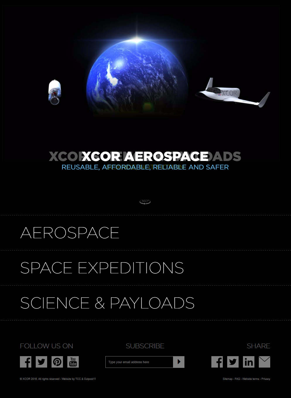 XCOR Space website design